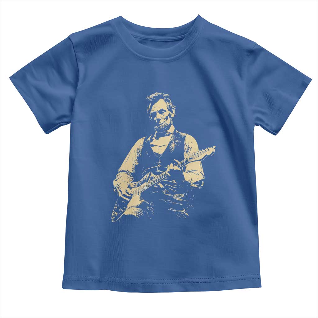 Vintage Rockin Abe Abraham Lincoln Playing Electric Guitar Toddler T Shirt Patriotic Music Rocker Mashup 4th of July Celebration