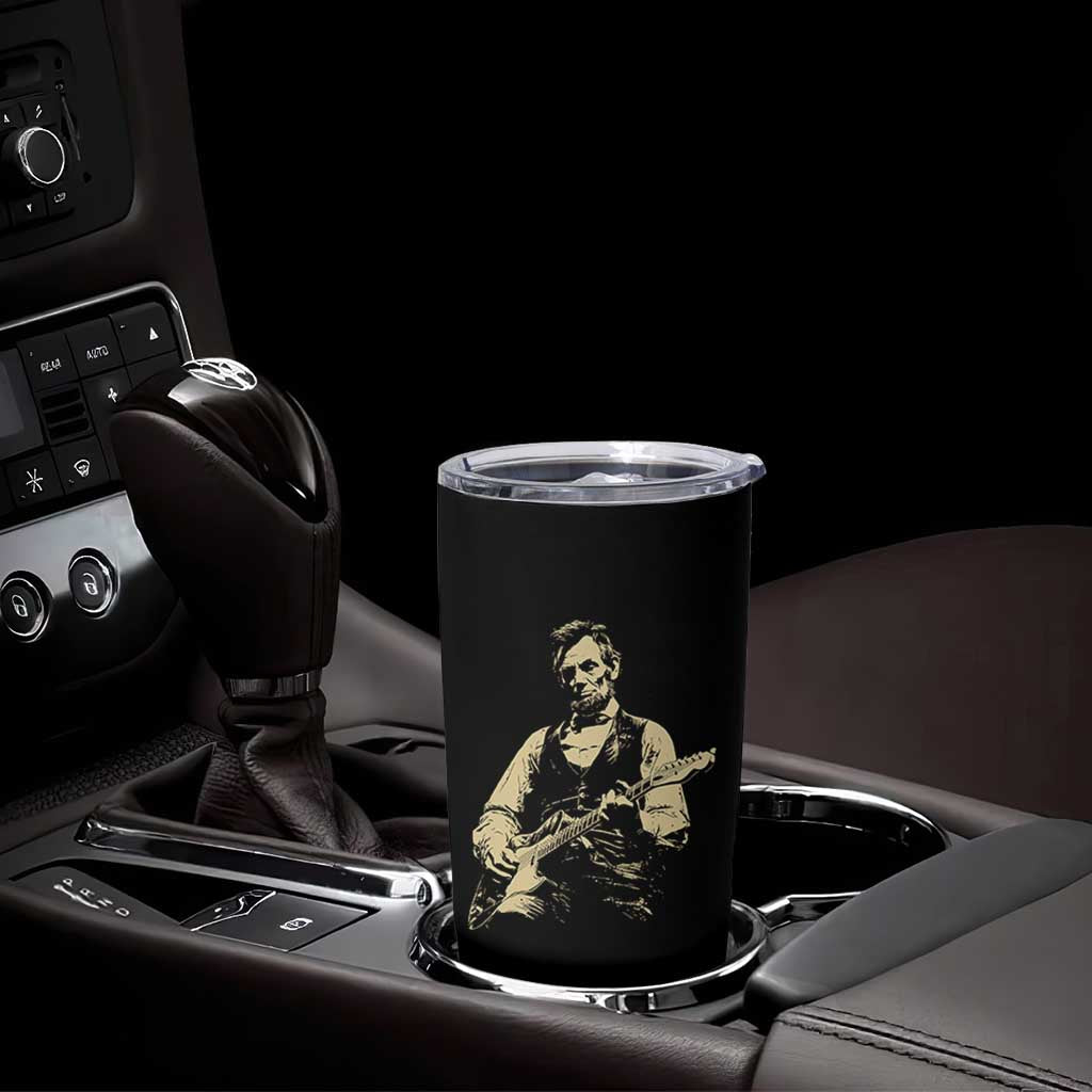Vintage Rockin Abe Abraham Lincoln Playing Electric Guitar Tumbler Cup Patriotic Music Rocker Mashup 4th of July Celebration