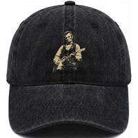 Vintage Rockin Abe Abraham Lincoln Playing Electric Guitar Washed Cotton Baseball Cap Patriotic Music Rocker Mashup 4th of July Celebration