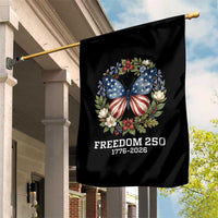 Freedom 250 Years American Flag Butterfly Garden Flag Floral Wreath Patriotic 1776-2026 Semiquincentennial Celebration