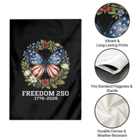 Freedom 250 Years American Flag Butterfly Garden Flag Floral Wreath Patriotic 1776-2026 Semiquincentennial Celebration