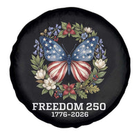 Freedom 250 Years American Flag Butterfly Spare Tire Cover Floral Wreath Patriotic 1776-2026 Semiquincentennial Celebration