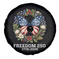 Freedom 250 Years American Flag Butterfly Spare Tire Cover Floral Wreath Patriotic 1776-2026 Semiquincentennial Celebration