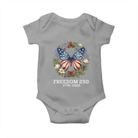 Freedom 250 Years American Flag Butterfly Baby Onesie Floral Wreath Patriotic 1776-2026 Semiquincentennial Celebration