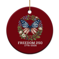 Freedom 250 Years American Flag Butterfly Ceramic Ornament Floral Wreath Patriotic 1776-2026 Semiquincentennial Celebration
