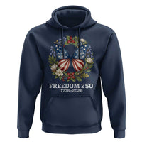 Freedom 250 Years American Flag Butterfly Hoodie Floral Wreath Patriotic 1776-2026 Semiquincentennial Celebration