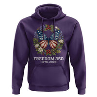 Freedom 250 Years American Flag Butterfly Hoodie Floral Wreath Patriotic 1776-2026 Semiquincentennial Celebration