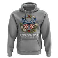 Freedom 250 Years American Flag Butterfly Hoodie Floral Wreath Patriotic 1776-2026 Semiquincentennial Celebration