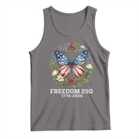 Freedom 250 Years American Flag Butterfly Tank Top Floral Wreath Patriotic 1776-2026 Semiquincentennial Celebration