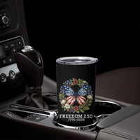 Freedom 250 Years American Flag Butterfly Tumbler Cup Floral Wreath Patriotic 1776-2026 Semiquincentennial Celebration