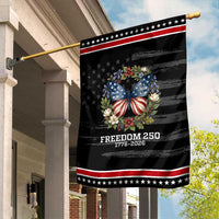 Freedom 250 Years American Flag Butterfly Garden Flag Floral Wreath Patriotic 1776-2026 Semiquincentennial Celebration