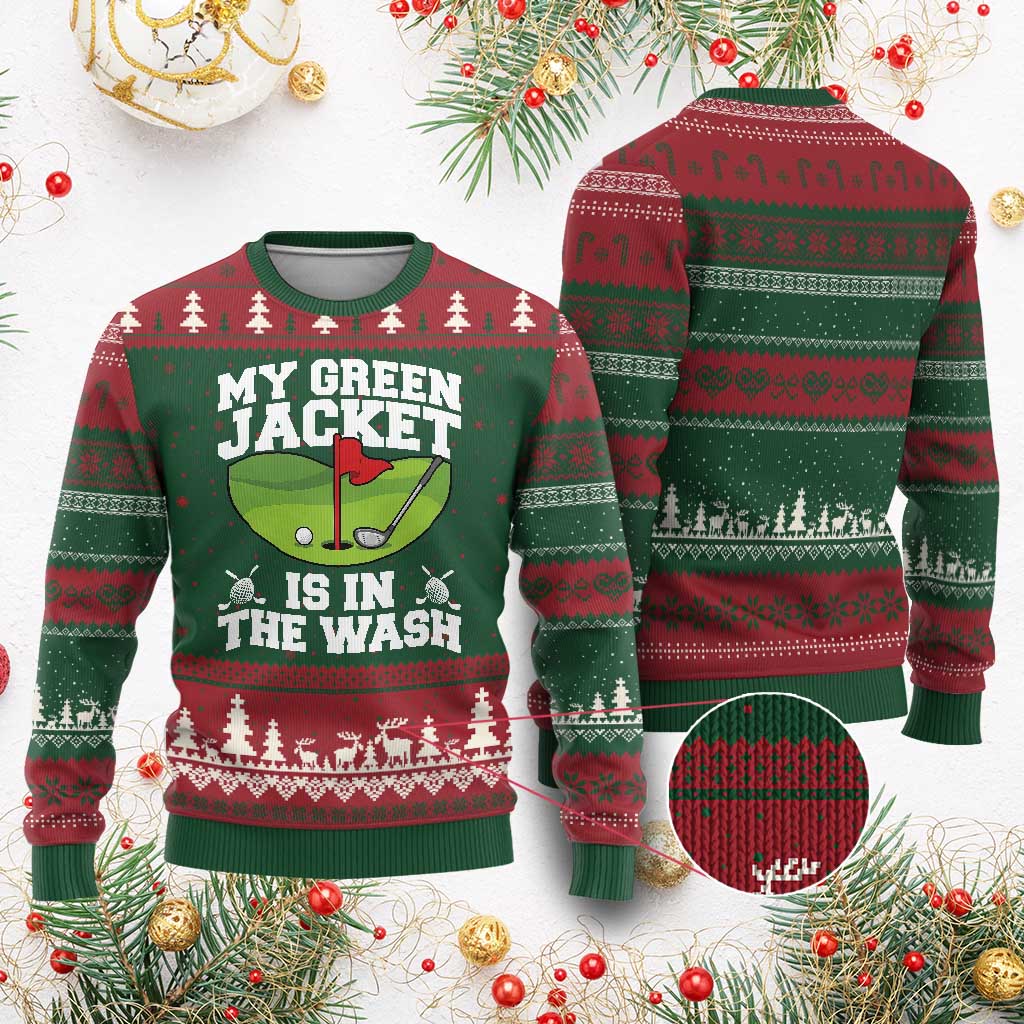 My Jacket Is In The Wash Funny Golfing Ugly Christmas Sweater Georgia Golf Humor Sarcastic Golfer