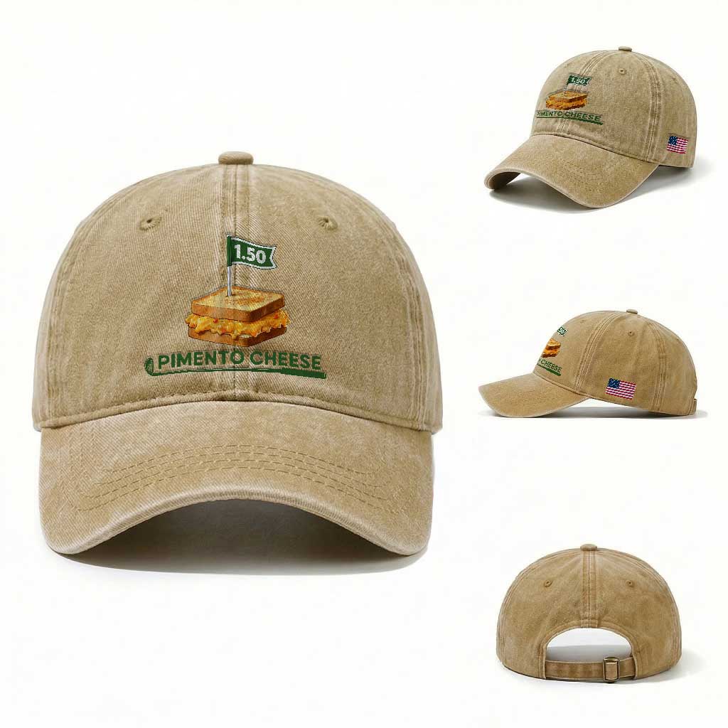 Legendary Pimento Cheese Sandwich Golf Snack Washed Cotton Baseball Cap Funny Georgia Southern Golfing Traditions Fan Humor