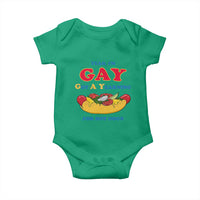 Yeah I’m GAY Got A Yearning For Hot Dogs Baby Onesie Funny Foodie Humor Retro Graphic
