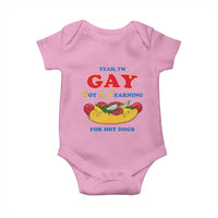 Yeah I’m GAY Got A Yearning For Hot Dogs Baby Onesie Funny Foodie Humor Retro Graphic