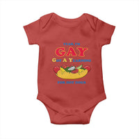 Yeah I’m GAY Got A Yearning For Hot Dogs Baby Onesie Funny Foodie Humor Retro Graphic