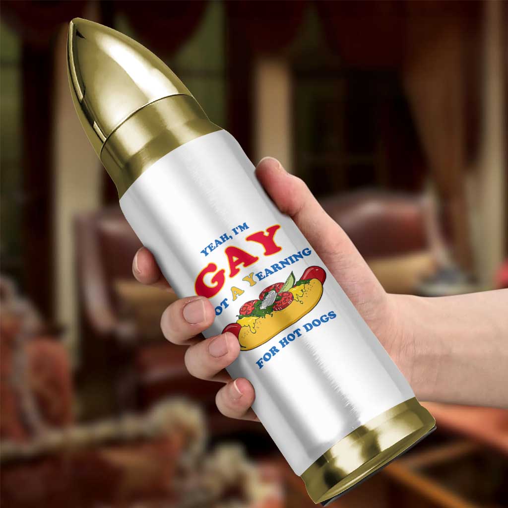 Yeah I’m GAY Got A Yearning For Hot Dogs Bullet Tumbler Funny Foodie Humor Retro Graphic