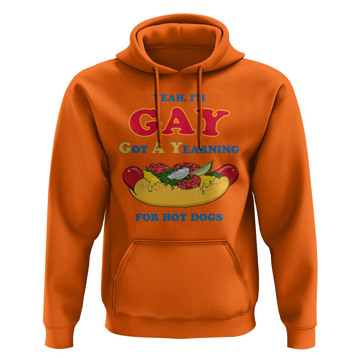 Yeah I’m GAY Got A Yearning For Hot Dogs Hoodie Funny Foodie Humor Retro Graphic