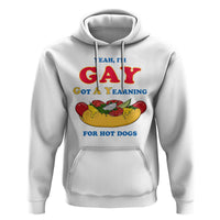 Yeah I’m GAY Got A Yearning For Hot Dogs Hoodie Funny Foodie Humor Retro Graphic