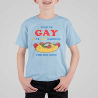 Yeah I’m GAY Got A Yearning For Hot Dogs T Shirt For Kid Funny Foodie Humor Retro Graphic