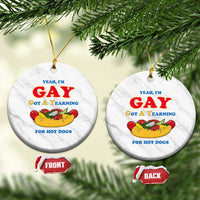 Yeah I’m GAY Got A Yearning For Hot Dogs Ceramic Ornament Funny Foodie Humor Retro Graphic