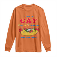 Yeah I’m GAY Got A Yearning For Hot Dogs Long Sleeve Shirt Funny Foodie Humor Retro Graphic