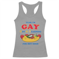 Yeah I’m GAY Got A Yearning For Hot Dogs Racerback Tank Top Funny Foodie Humor Retro Graphic