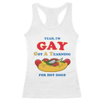 Yeah I’m GAY Got A Yearning For Hot Dogs Racerback Tank Top Funny Foodie Humor Retro Graphic