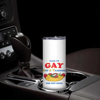 Yeah I’m GAY Got A Yearning For Hot Dogs Skinny Tumbler Funny Foodie Humor Retro Graphic