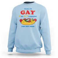 Yeah I’m GAY Got A Yearning For Hot Dogs Sweatshirt Funny Foodie Humor Retro Graphic