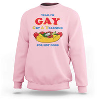 Yeah I’m GAY Got A Yearning For Hot Dogs Sweatshirt Funny Foodie Humor Retro Graphic