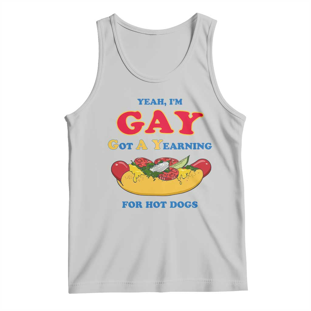 Yeah I’m GAY Got A Yearning For Hot Dogs Tank Top Funny Foodie Humor Retro Graphic