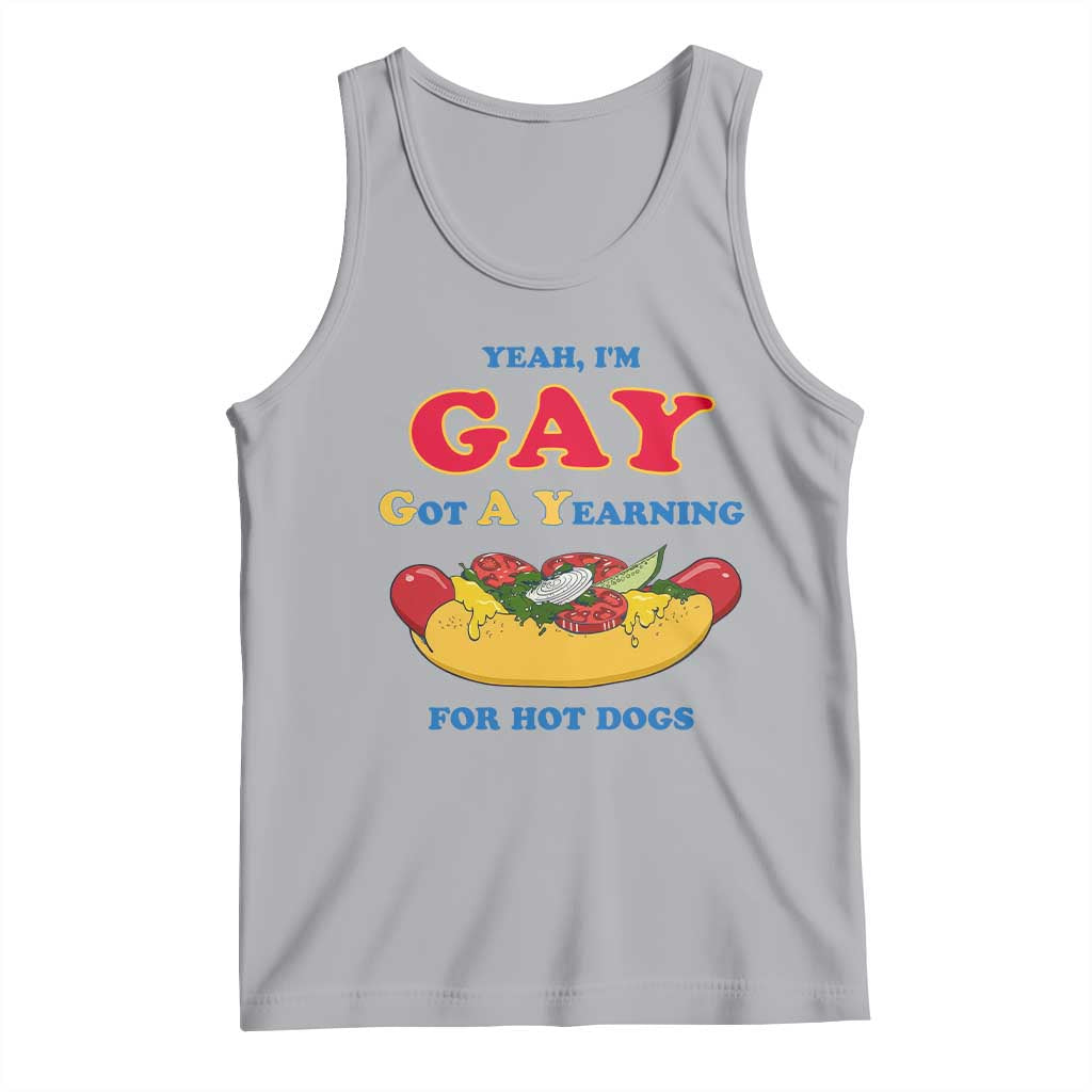 Yeah I’m GAY Got A Yearning For Hot Dogs Tank Top Funny Foodie Humor Retro Graphic