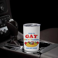 Yeah I’m GAY Got A Yearning For Hot Dogs Tumbler Cup Funny Foodie Humor Retro Graphic