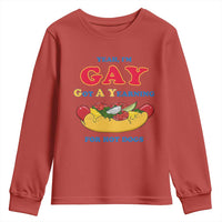 Yeah I’m GAY Got A Yearning For Hot Dogs Youth Sweatshirt Funny Foodie Humor Retro Graphic
