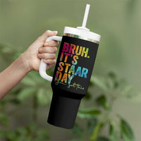 Bruh It's STAAR Day You Got This Tumbler With Handle Funny Texas Teacher Student Motivation Tie Dye Effect Printing