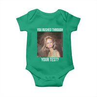 Funny Disheveled Doll Meme Testing Day Baby Onesie You Rushed Through Your Test Teacher Reaction Humor