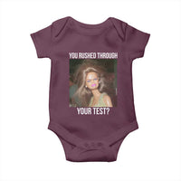 Funny Disheveled Doll Meme Testing Day Baby Onesie You Rushed Through Your Test Teacher Reaction Humor