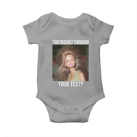 Funny Disheveled Doll Meme Testing Day Baby Onesie You Rushed Through Your Test Teacher Reaction Humor