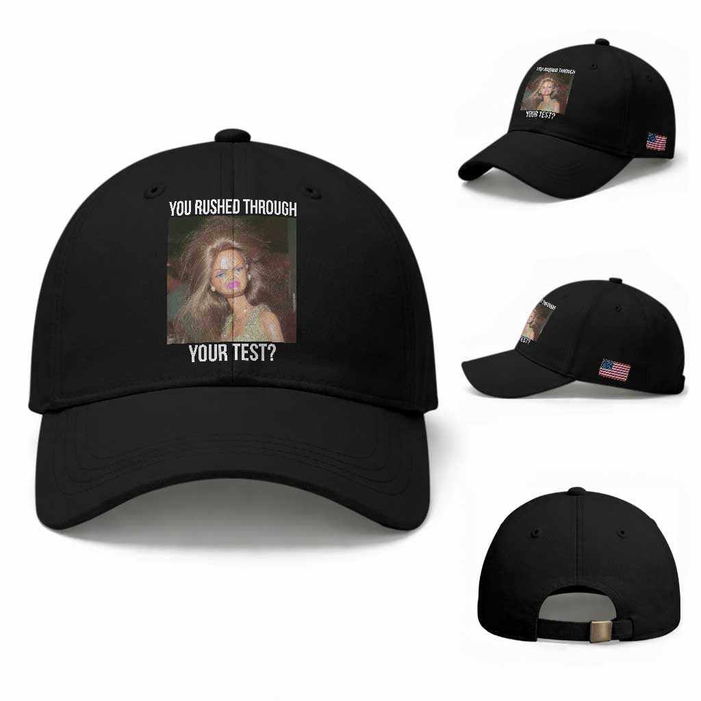 Funny Disheveled Doll Meme Testing Day Baseball Cap You Rushed Through Your Test Teacher Reaction Humor