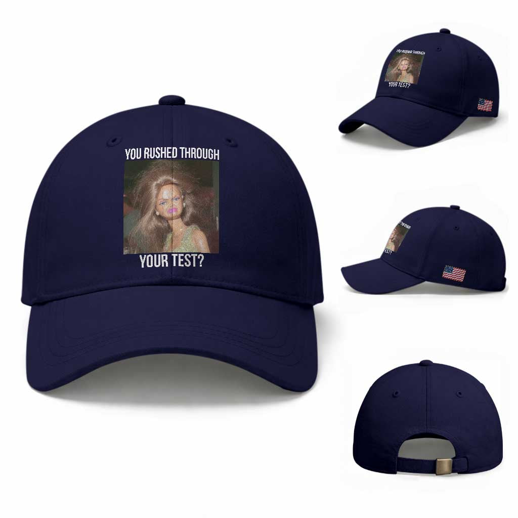 Funny Disheveled Doll Meme Testing Day Baseball Cap You Rushed Through Your Test Teacher Reaction Humor