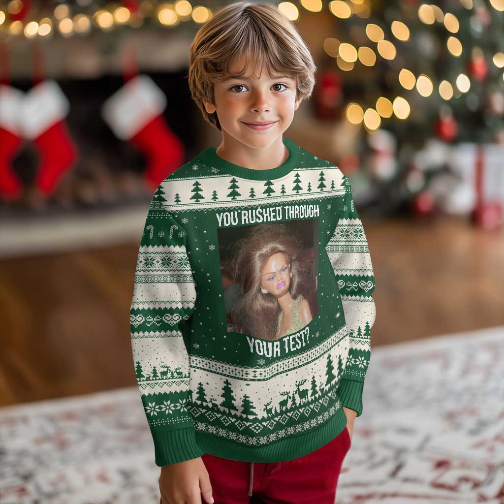 Funny Disheveled Doll Meme Testing Day Ugly Christmas Sweater You Rushed Through Your Test Teacher Reaction Humor