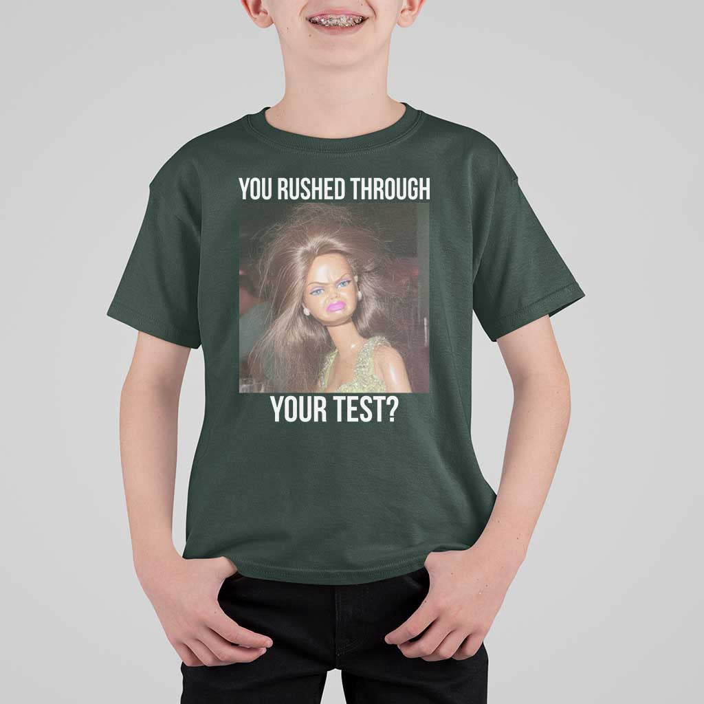 Funny Disheveled Doll Meme Testing Day T Shirt For Kid You Rushed Through Your Test Teacher Reaction Humor