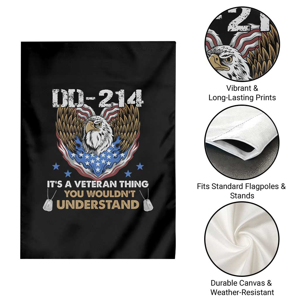 DD-214 Its A Veteran Thing You Wouldnt Understand Garden Flag Patriotic American Eagle Military Pride Graphic