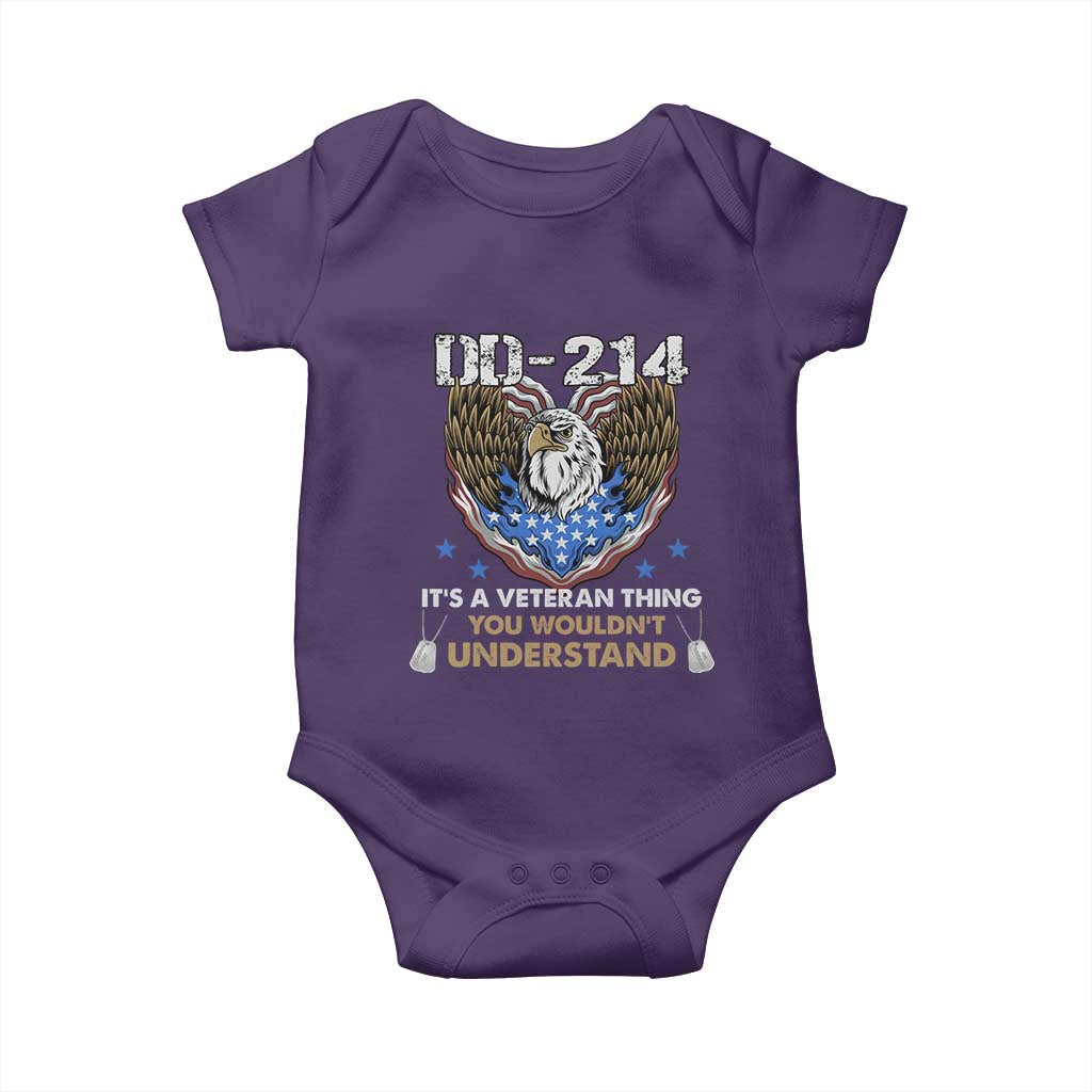 DD-214 Its A Veteran Thing You Wouldnt Understand Baby Onesie Patriotic American Eagle Military Pride Graphic