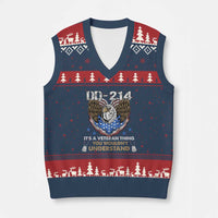 DD-214 Its A Veteran Thing You Wouldnt Understand V-Neck Knit Sweater Vest Patriotic American Eagle Military Pride Graphic
