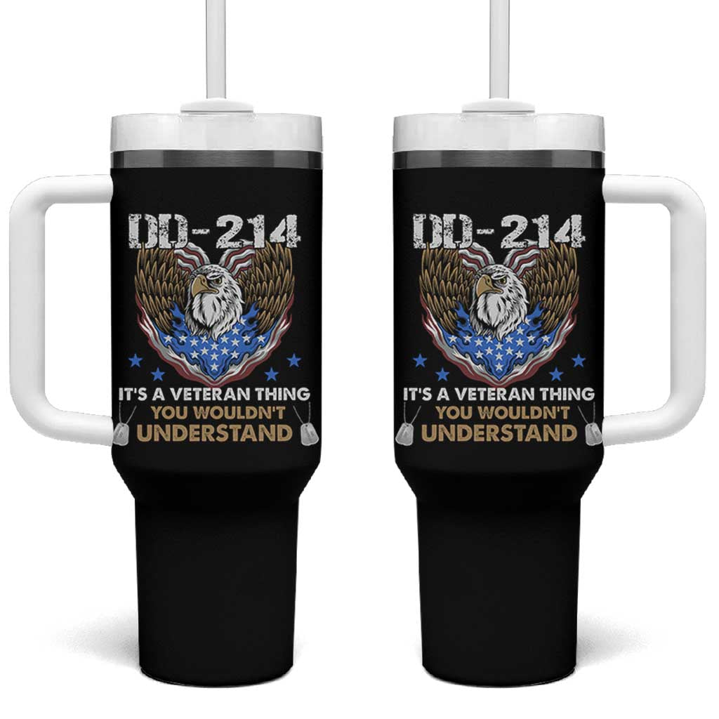 DD-214 Its A Veteran Thing You Wouldnt Understand Tumbler With Handle Patriotic American Eagle Military Pride Graphic