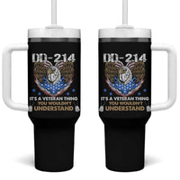 DD-214 Its A Veteran Thing You Wouldnt Understand Tumbler With Handle Patriotic American Eagle Military Pride Graphic