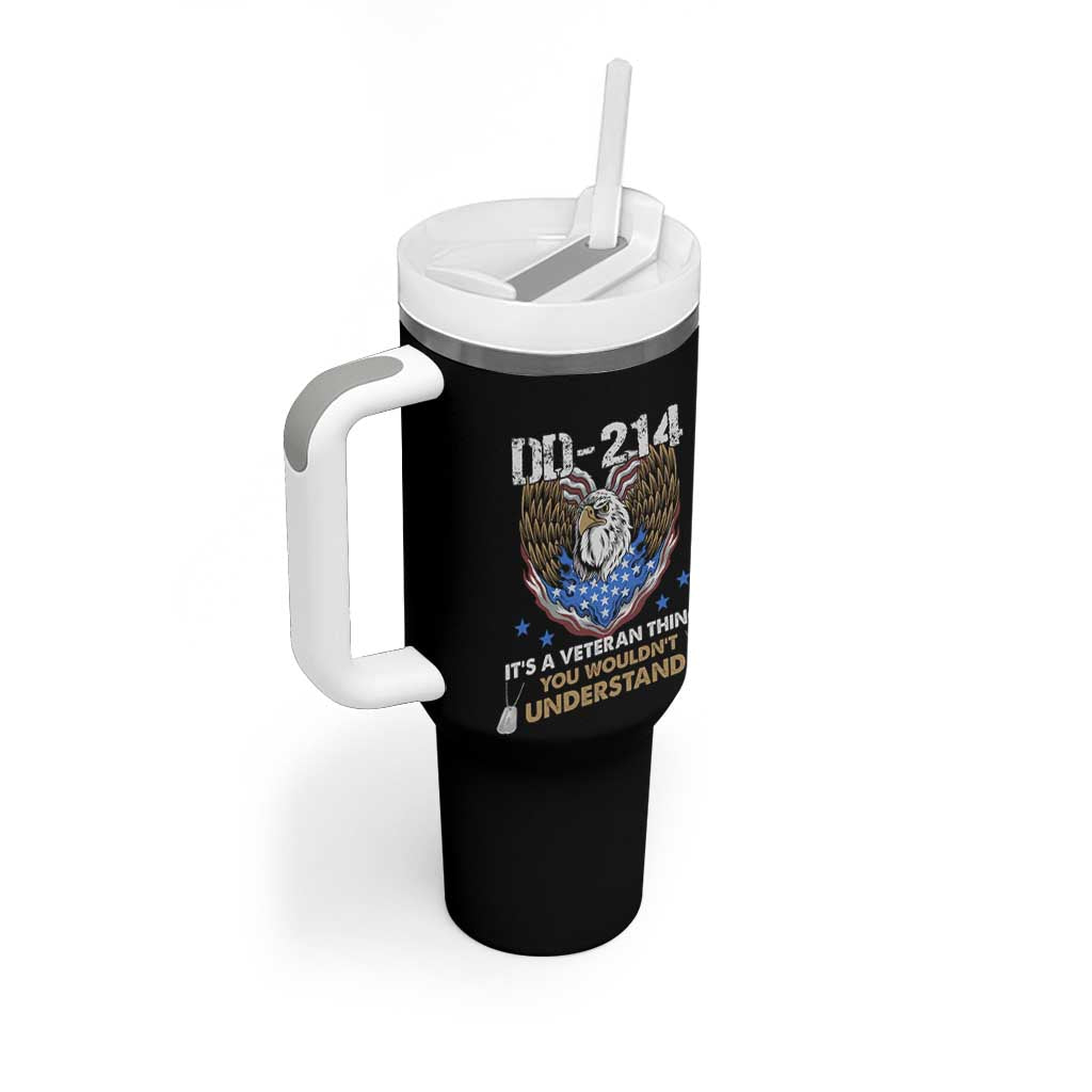 DD-214 Its A Veteran Thing You Wouldnt Understand Tumbler With Handle Patriotic American Eagle Military Pride Graphic