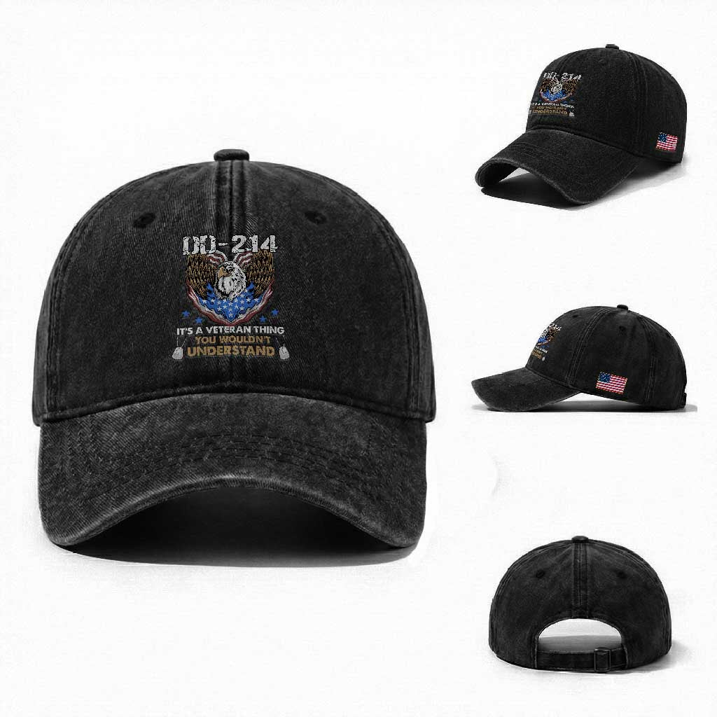 DD-214 Its A Veteran Thing You Wouldnt Understand Washed Cotton Baseball Cap Patriotic American Eagle Military Pride Graphic